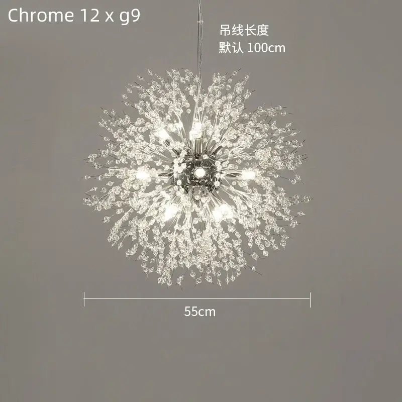 Modern gold dandelion crystal ceiling lamp for dining room