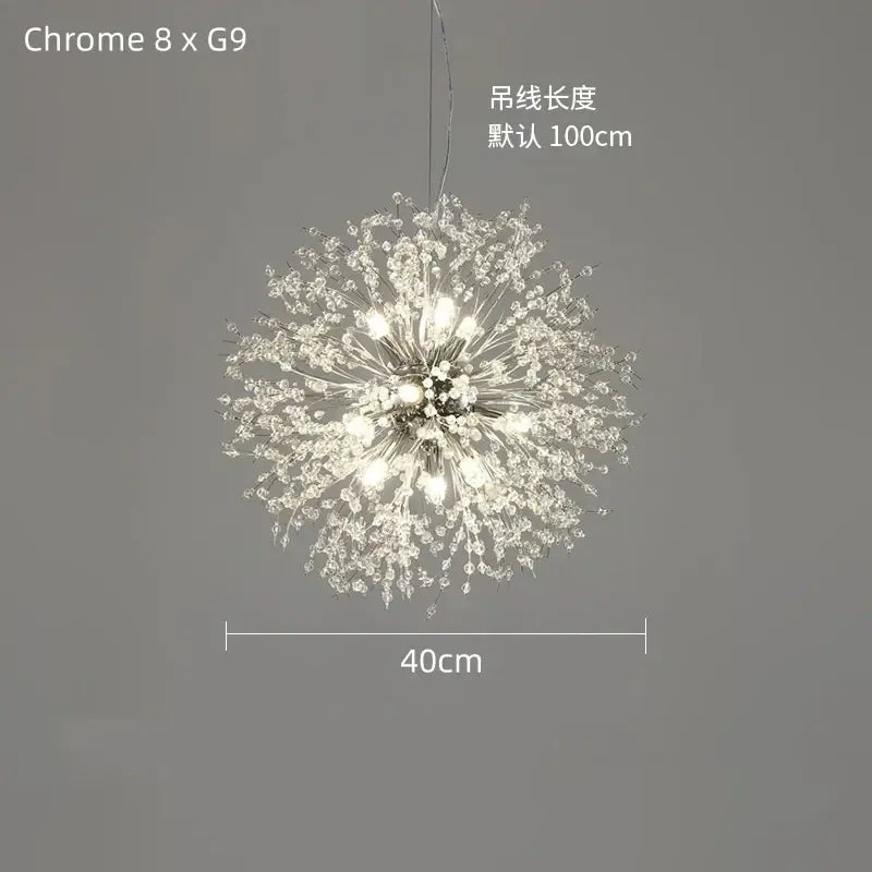 Modern gold dandelion crystal ceiling lamp for dining room