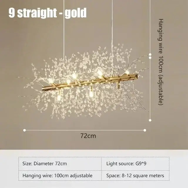 Modern gold dandelion crystal ceiling lamp for dining room