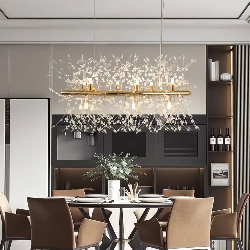 Modern gold dandelion crystal ceiling lamp for dining room