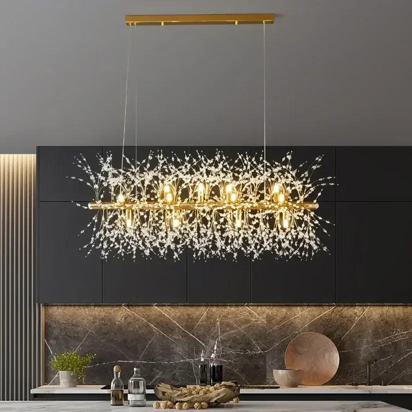 Modern gold dandelion crystal ceiling lamp for dining room