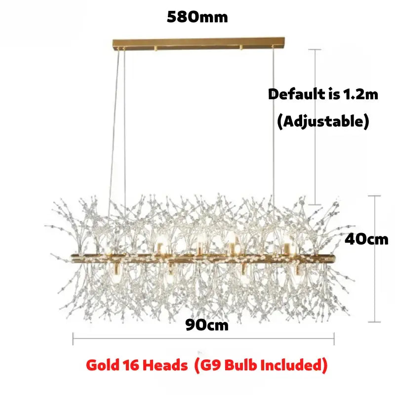 Modern gold decorbites dandelion led chandelier living room light