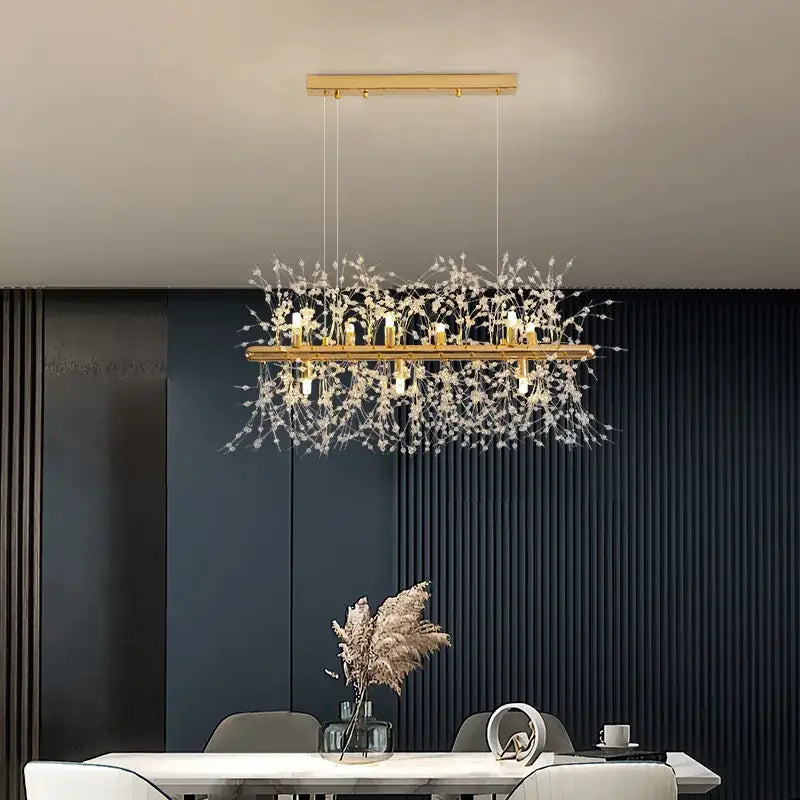 Modern gold decorbites dandelion led chandelier living room light
