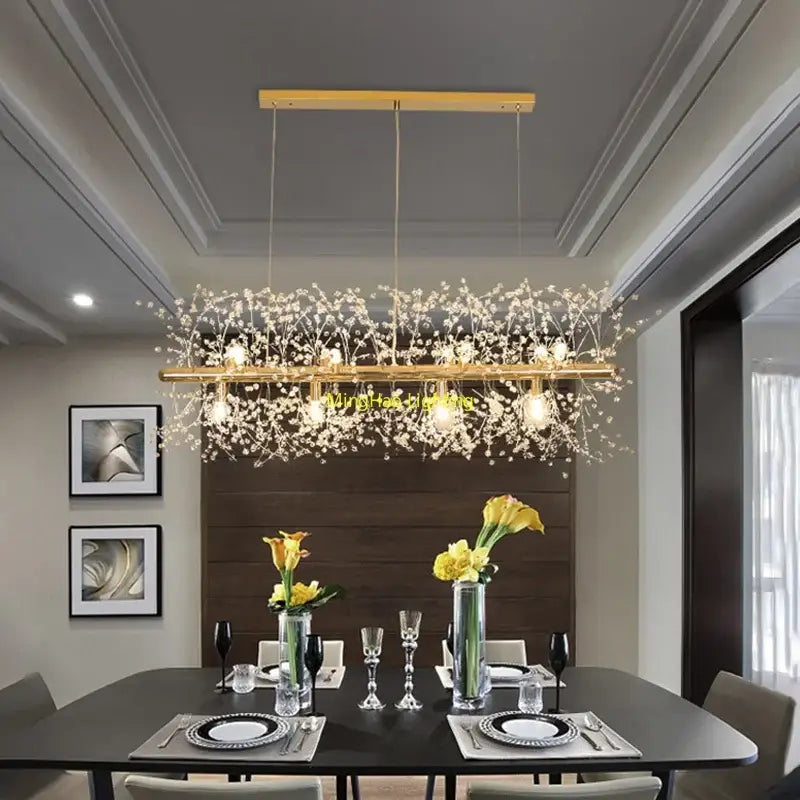 Modern gold decorbites dandelion led chandelier living room light
