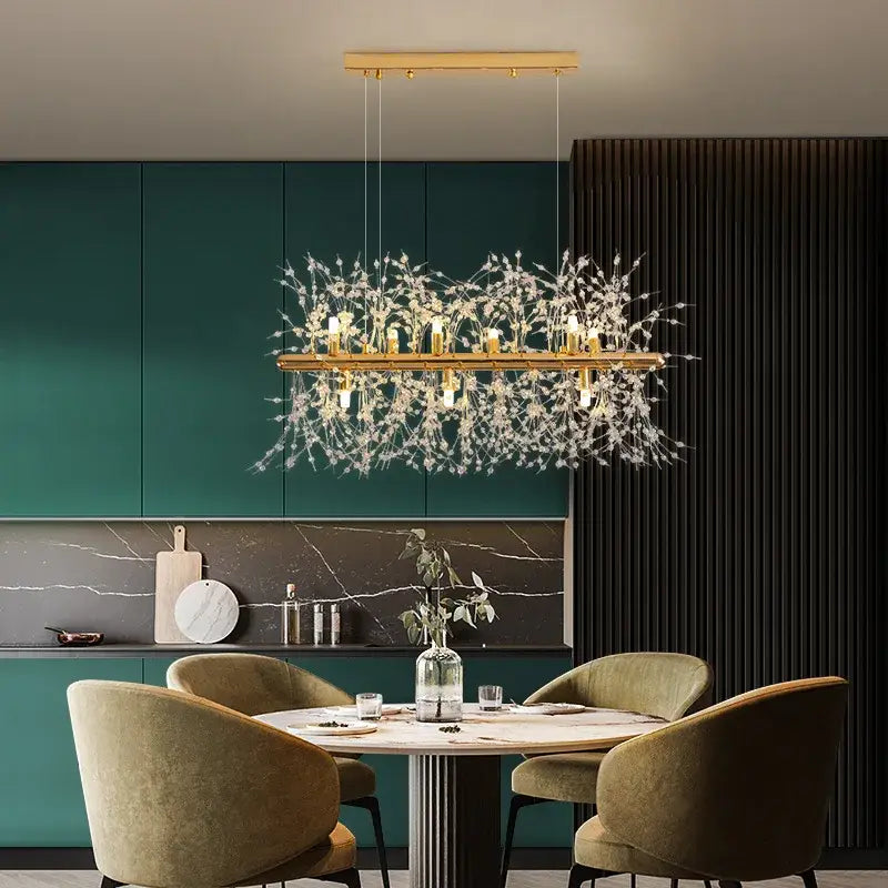 Modern gold decorbites dandelion led chandelier living room light