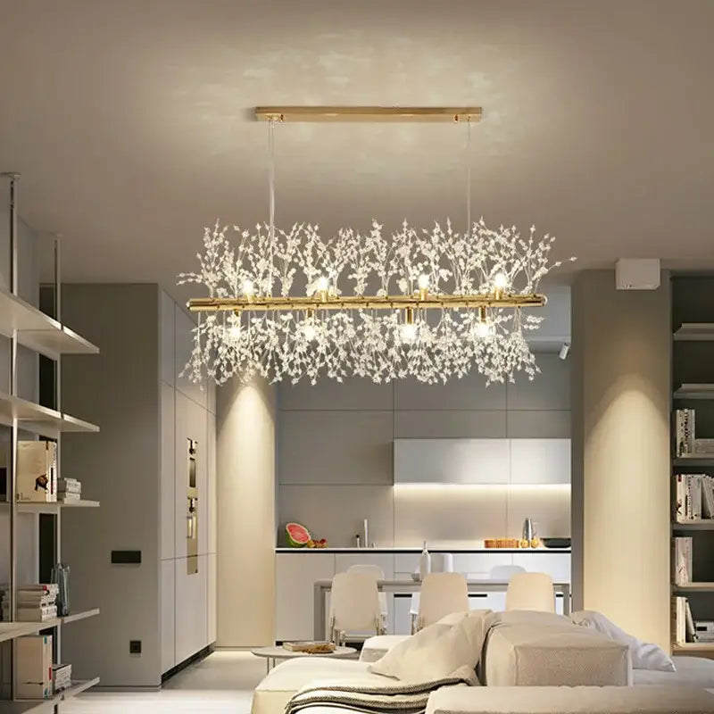 Modern gold decorbites dandelion led chandelier living room light