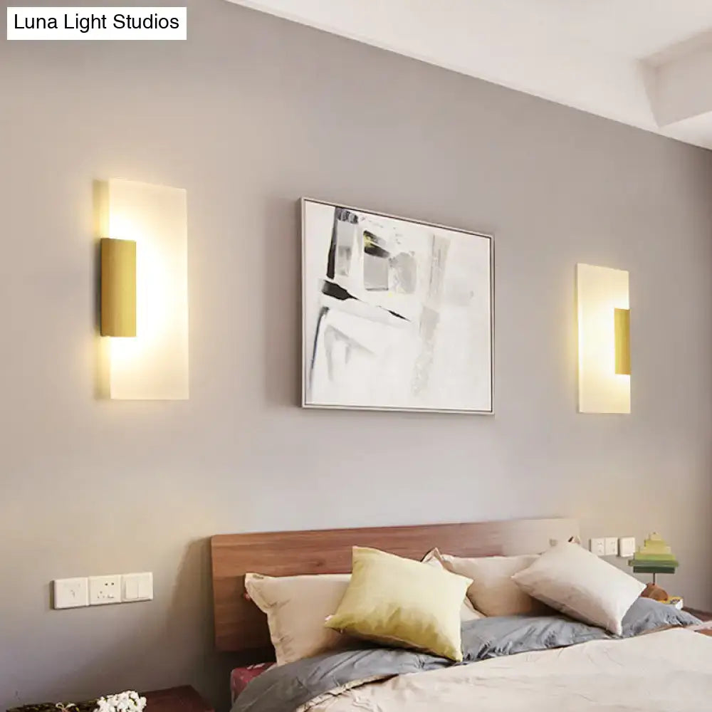 DecorBites™ Gold Minimalist LED Wall Sconce for Hallway - Rectangular Acrylic Design