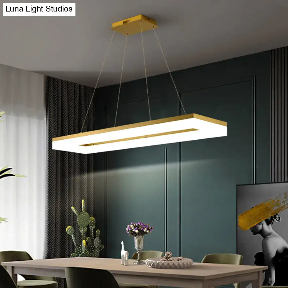 Modern gold rectangular led ceiling light for kitchen island