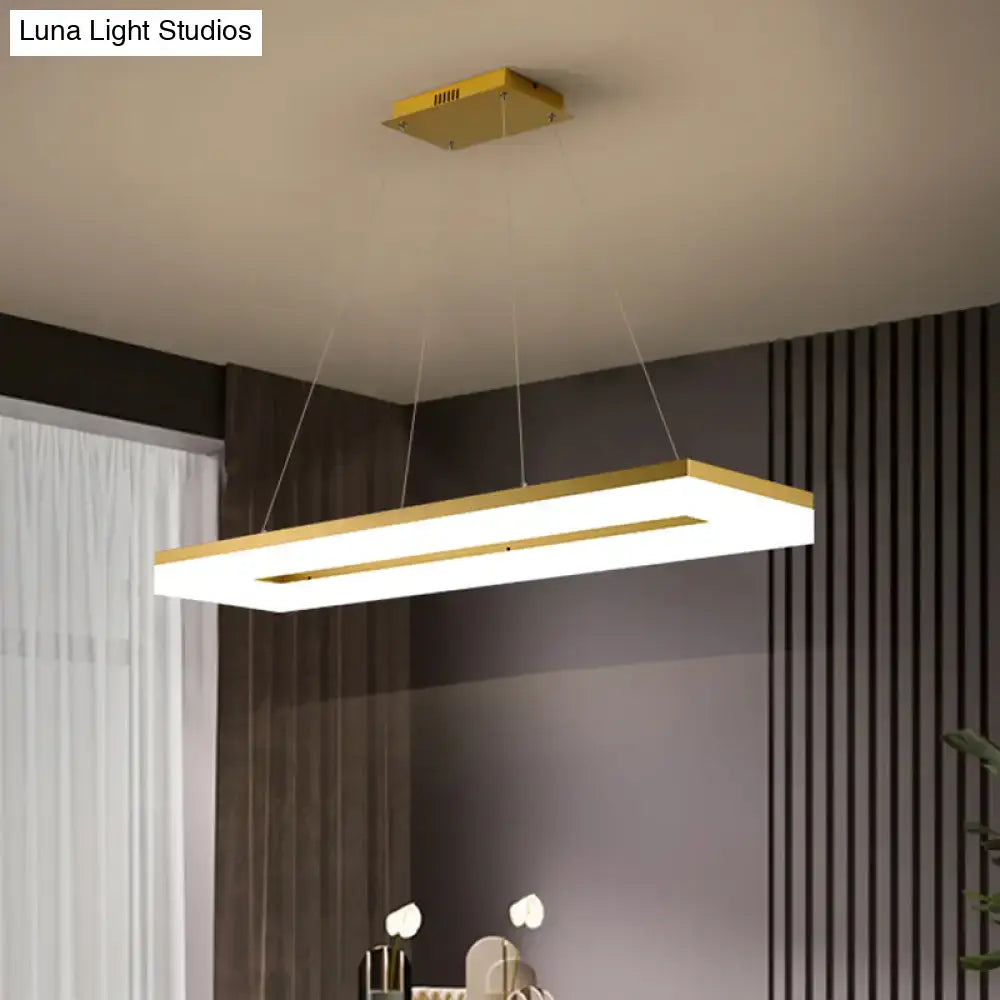 Modern gold rectangular led ceiling light for kitchen island