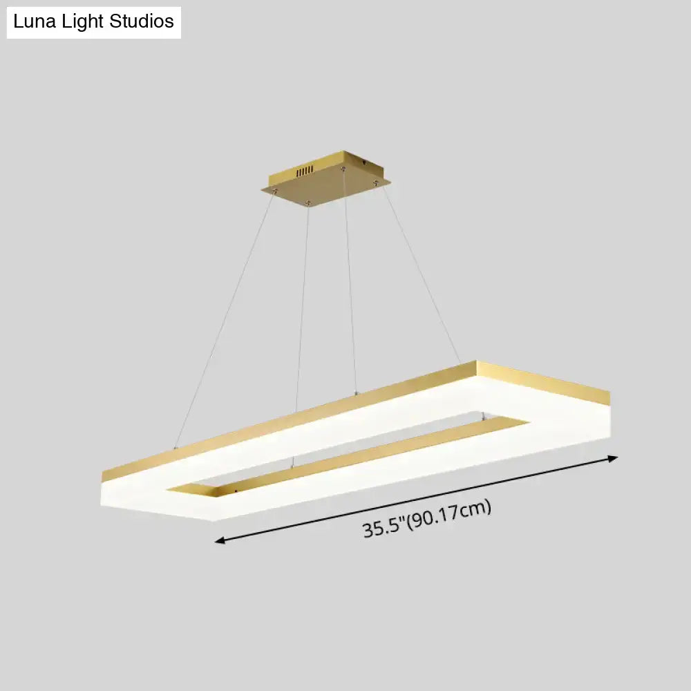 Modern gold rectangular led ceiling light for kitchen island