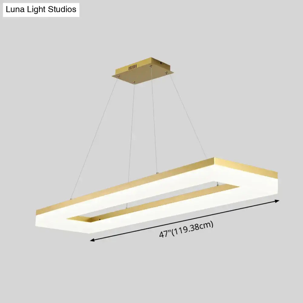 Modern gold rectangular led ceiling light for kitchen island