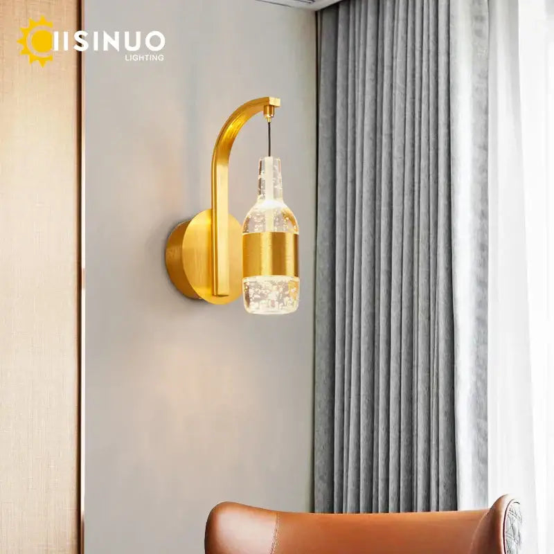 Modern gold & silver crystal led wall sconce bedroom light