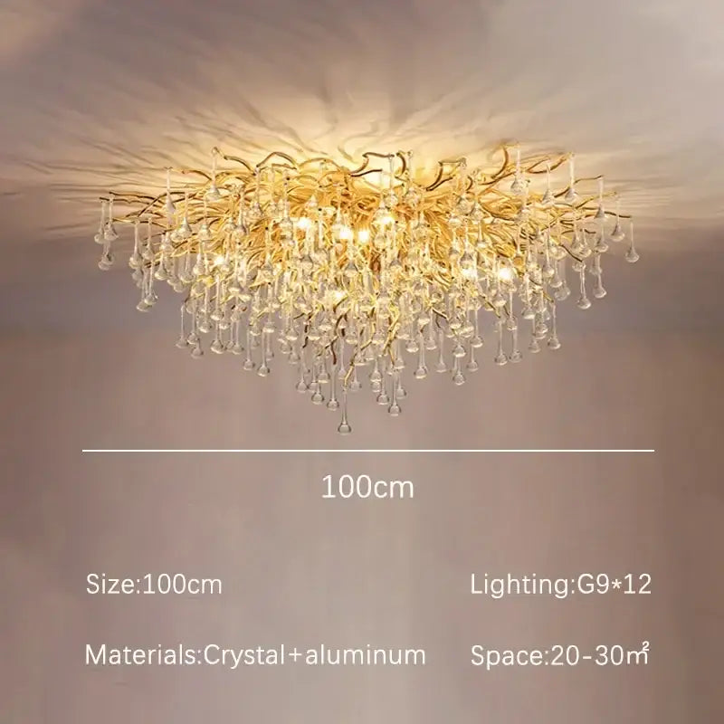 Modern golden decorbites crystal dendritic chandelier dining room light