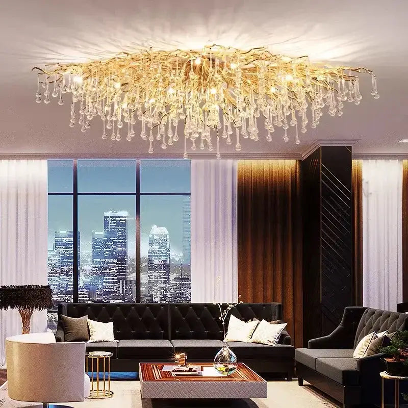 Modern golden decorbites crystal dendritic chandelier dining room light