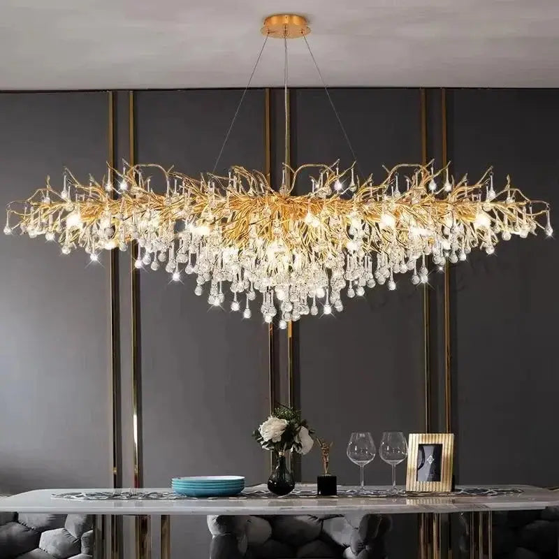Modern golden decorbites crystal dendritic chandelier dining room light
