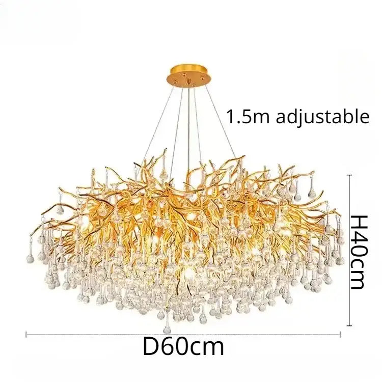 Modern golden decorbites crystal dendritic chandelier dining room light