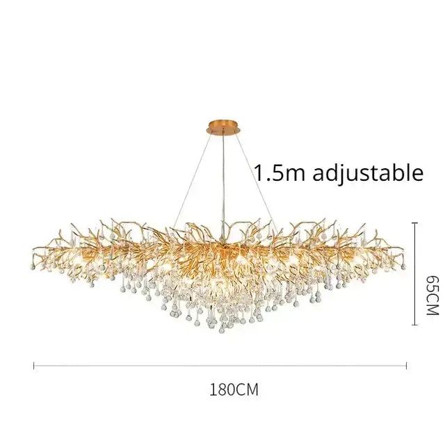 Modern golden decorbites crystal dendritic chandelier dining room light