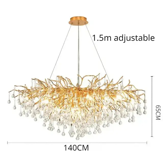 Modern golden decorbites crystal dendritic chandelier dining room light