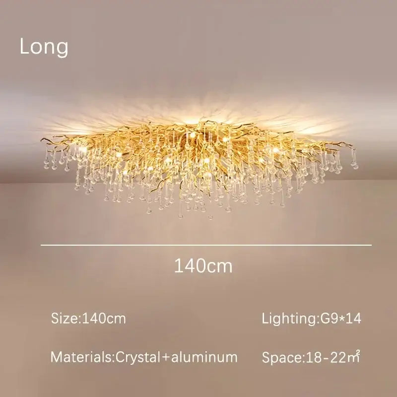 Modern golden decorbites crystal dendritic chandelier dining room light