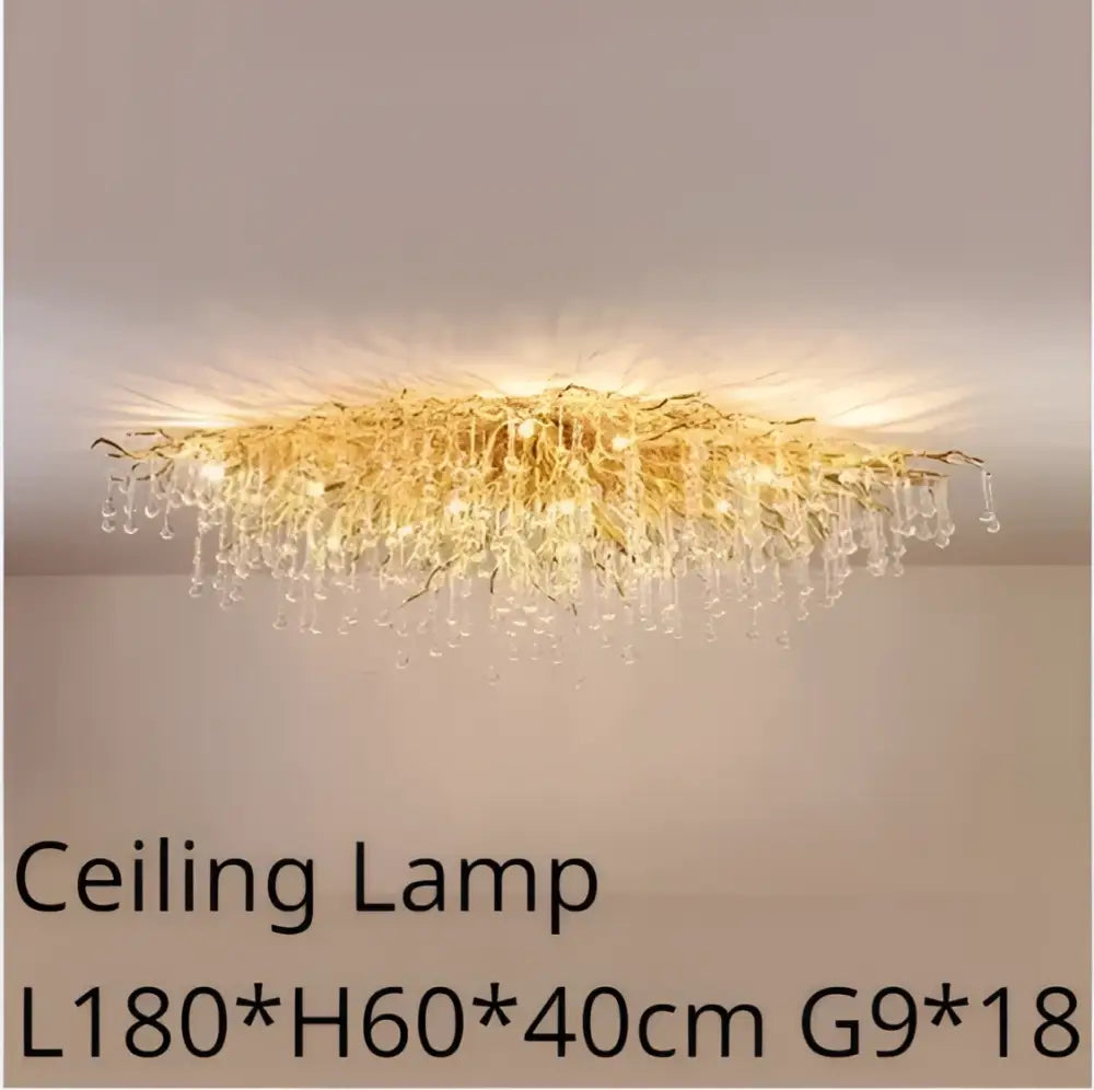 Modern golden decorbites crystal dendritic chandelier dining room light