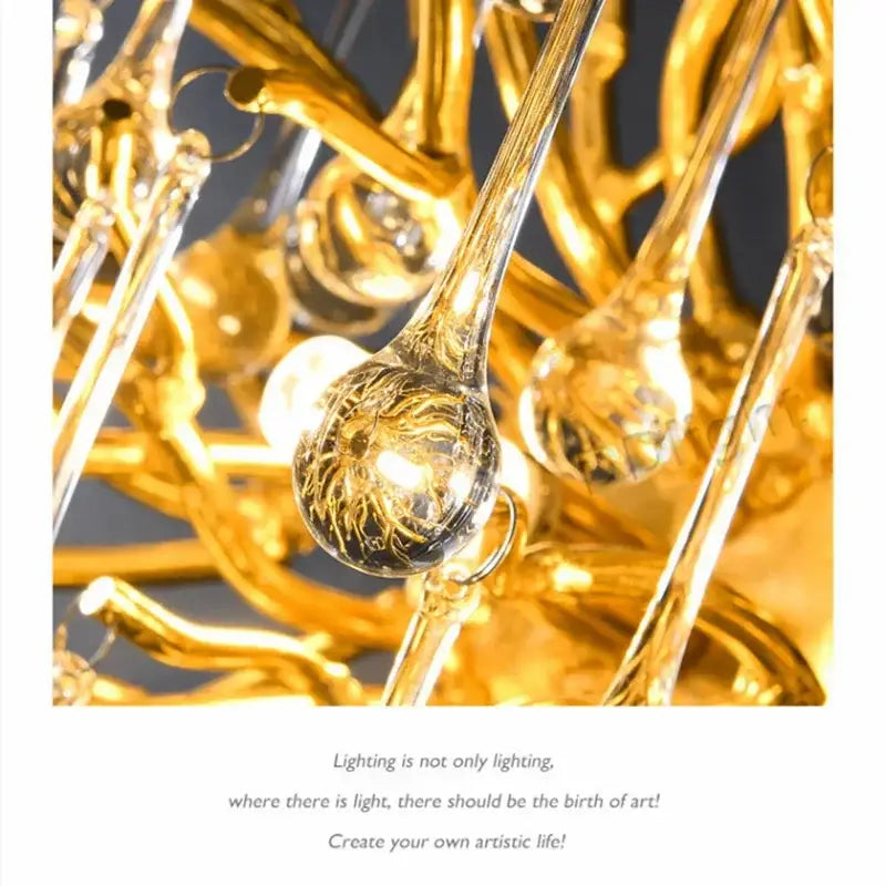 Modern golden decorbites crystal dendritic chandelier dining room light
