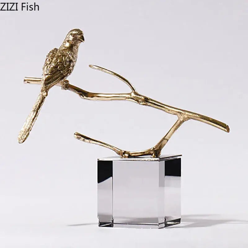 DecorBites™ Copper Bird Statue Crystal Base Ornament - Room Aesthetic Decor