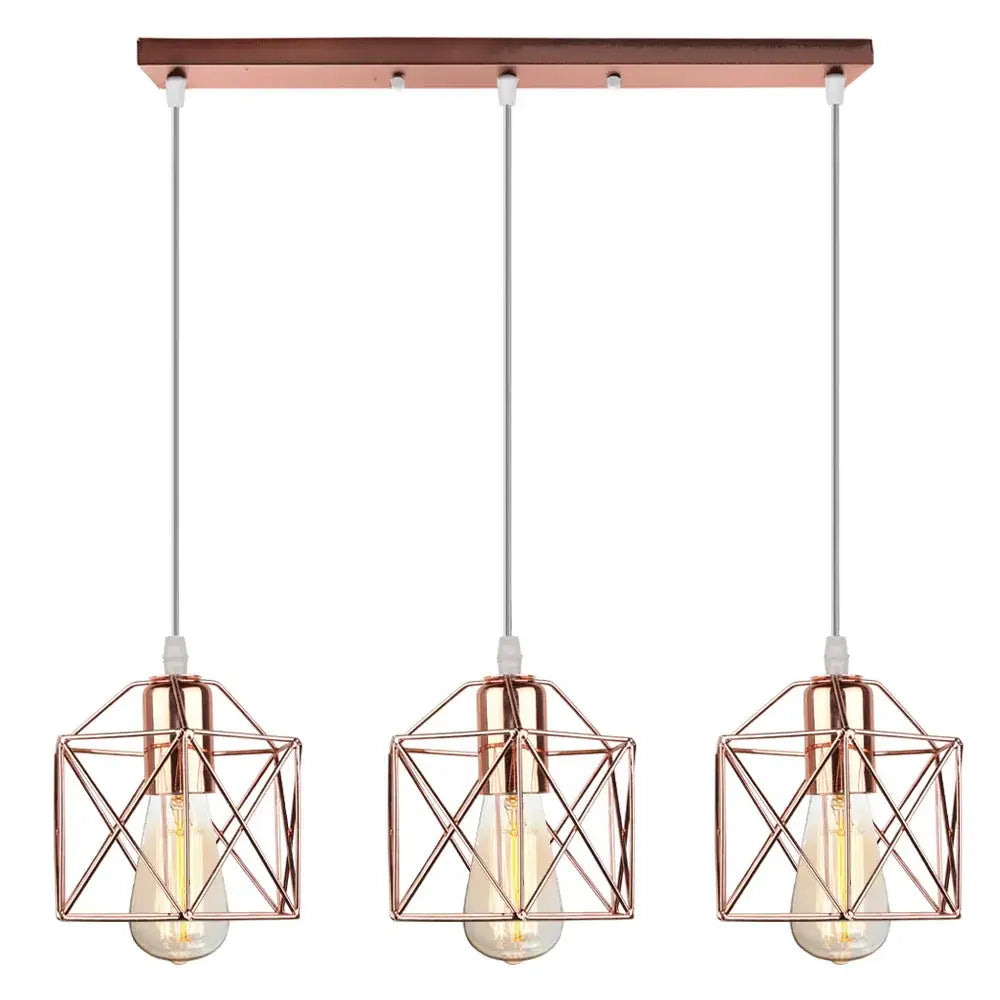 Modern industrial black cage pendant light dining room