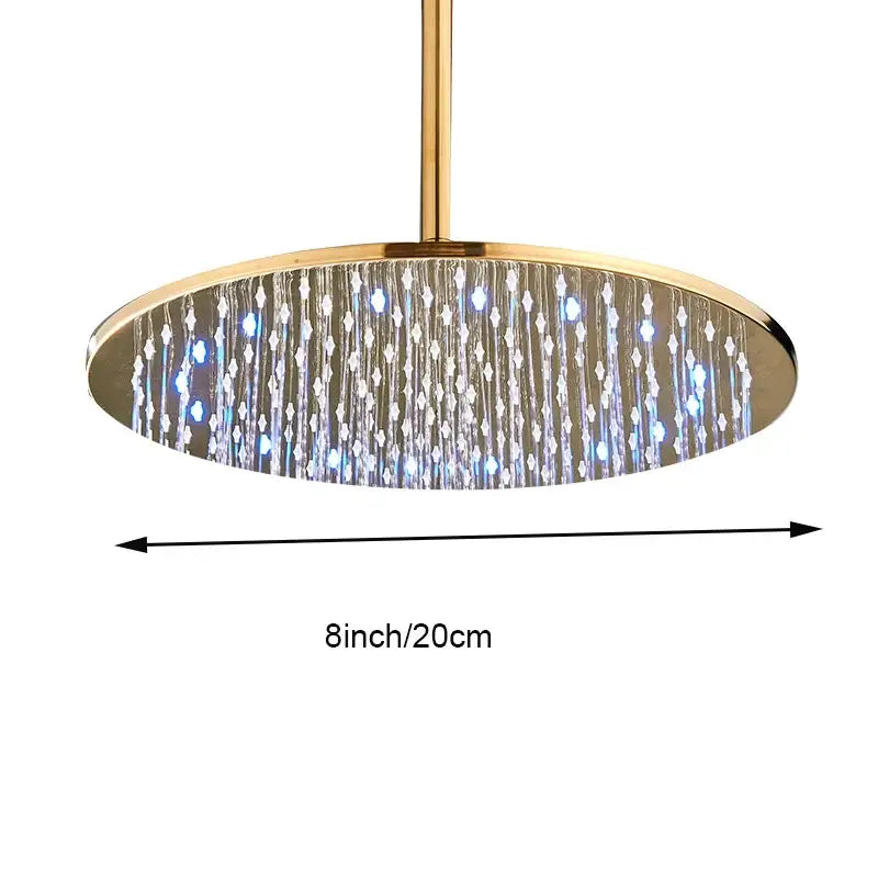 Modern led round gold shower head bathroom crystal droplet design