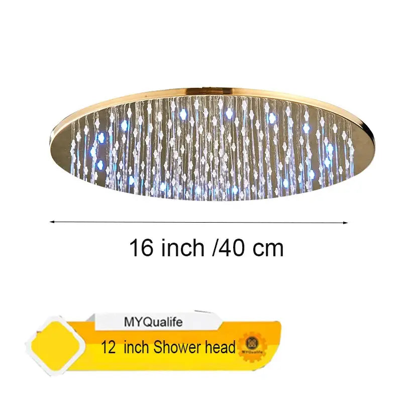 Modern led round gold shower head bathroom crystal droplet design