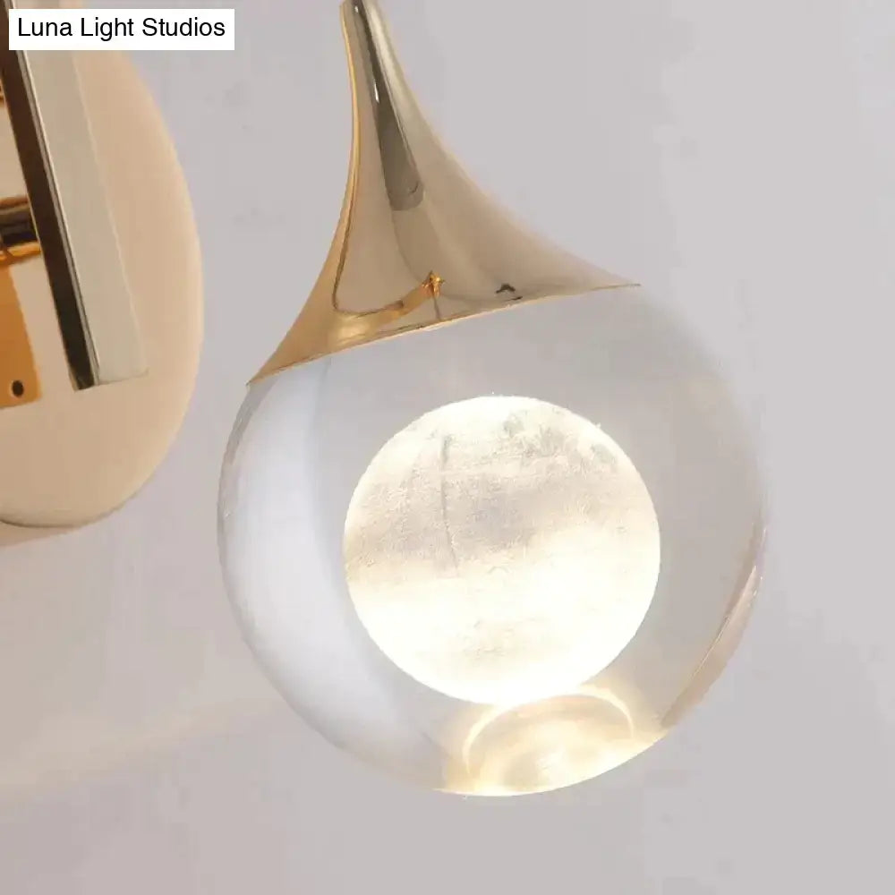 Modern luxurious crystal led wall sconce gold curved lamp for bedroom