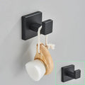 DecorBites™ Black Bathroom Hardware Set: Robe Hook, Towel Rail, Shelf, Tissue Holder