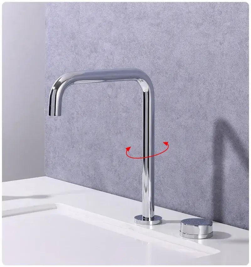 DecorBites™ Brushed Gold Widespread Basin Faucet with 360 Rotation