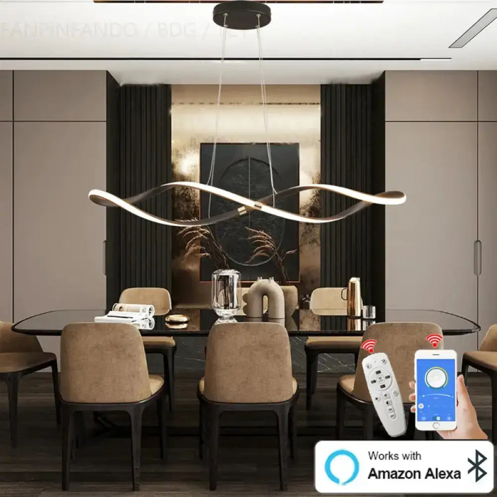 DecorBites™ Matte black Modern Led Chandelier For restaurant Kitchen island Hanging lamps Living room Bedroom