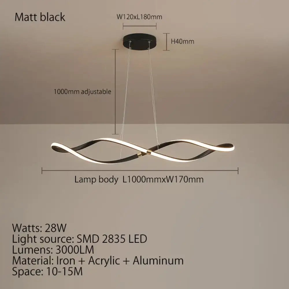 DecorBites™ Matte black Modern Led Chandelier For restaurant Kitchen island Hanging lamps Living room Bedroom