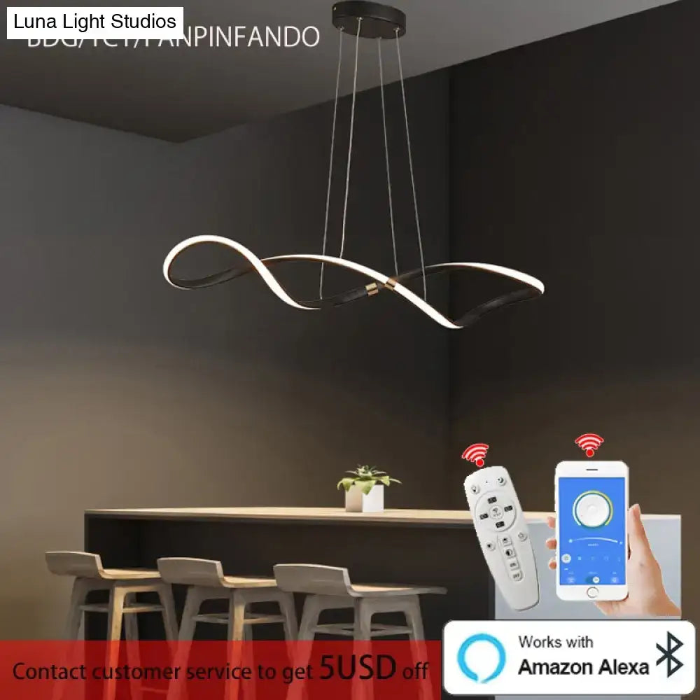 DecorBites™ Matte black Modern Led Chandelier For restaurant Kitchen island Hanging lamps Living room Bedroom