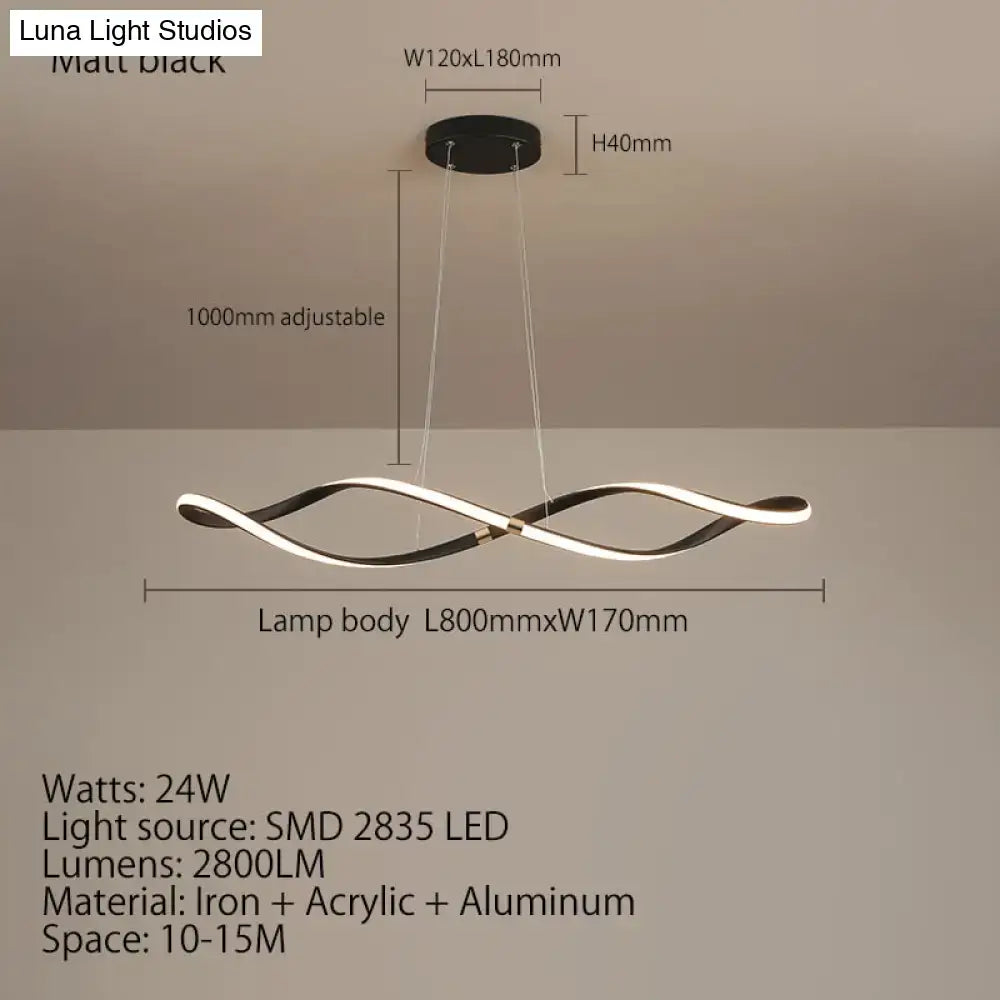 DecorBites™ Matte black Modern Led Chandelier For restaurant Kitchen island Hanging lamps Living room Bedroom