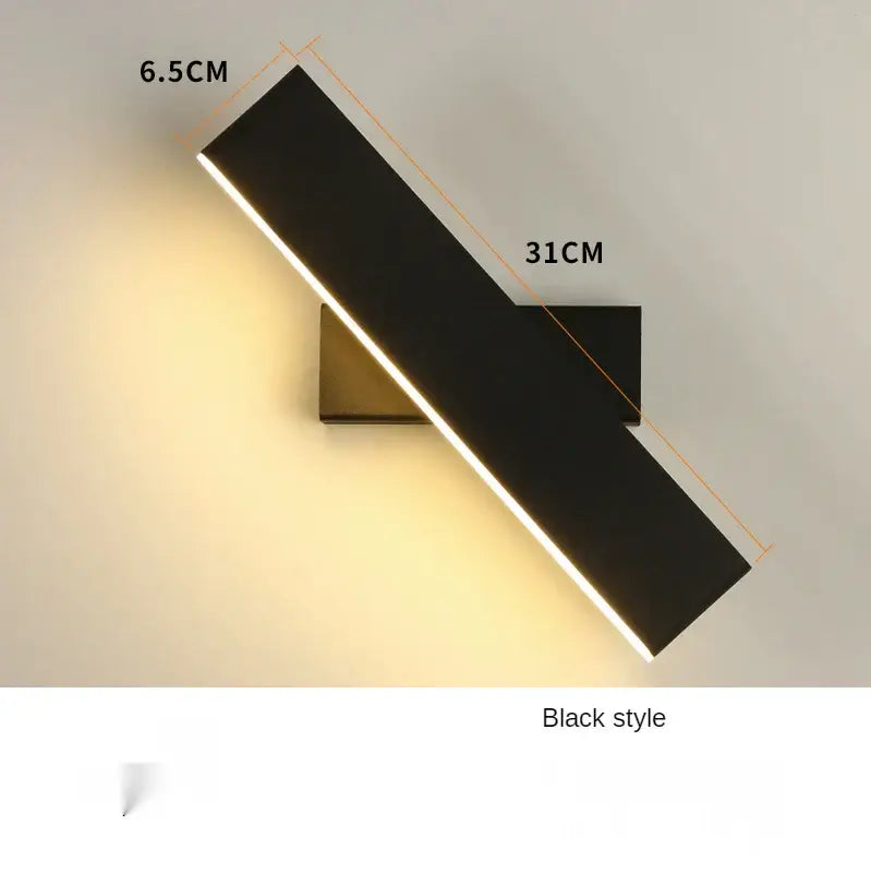 Modern minimalist black rotate wall lamp for bedroom bedside reading