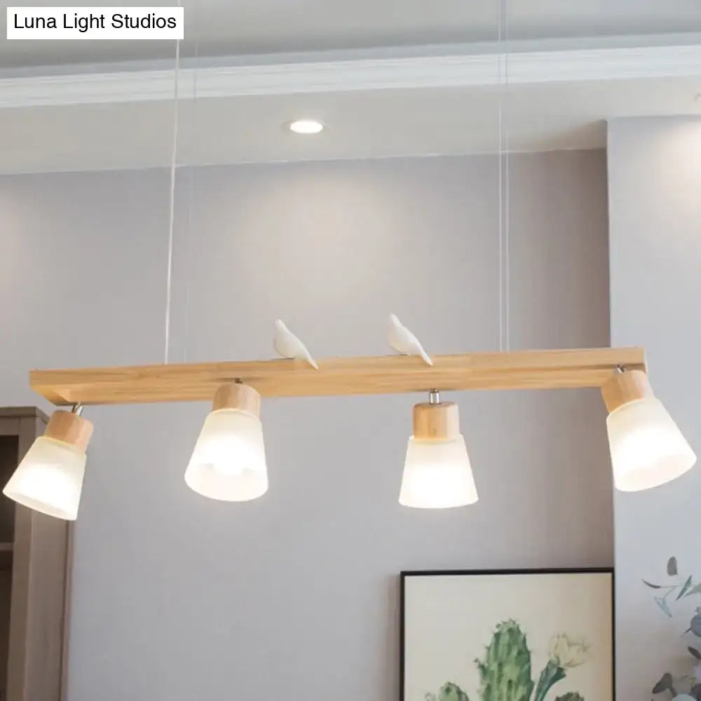 DecorBites™ Modern Natural Wood Rectangle Island Pendant Light