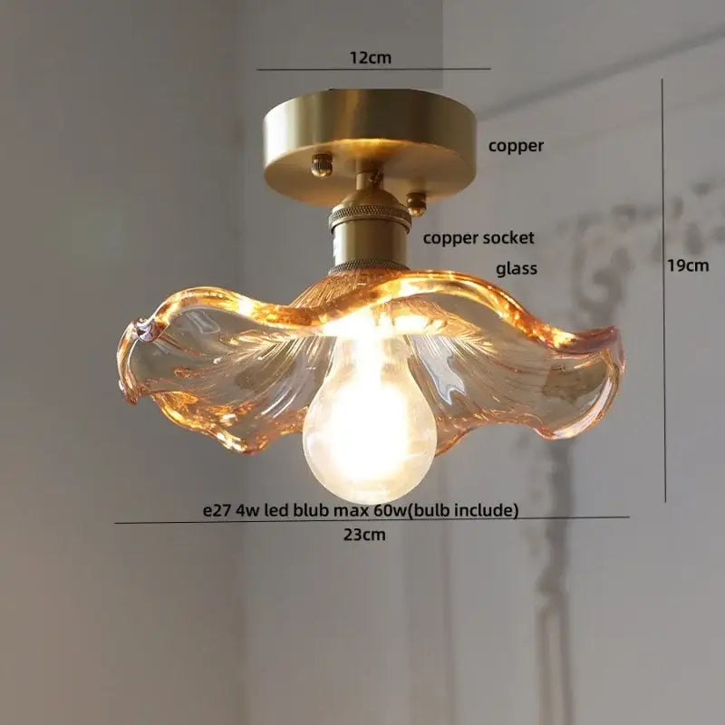 Modern nordic clear glass and gold ceiling light fixture bedroom lamp