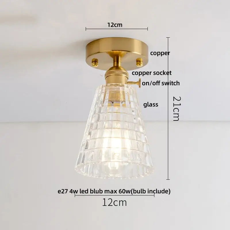 Modern nordic clear glass and gold ceiling light fixture bedroom lamp