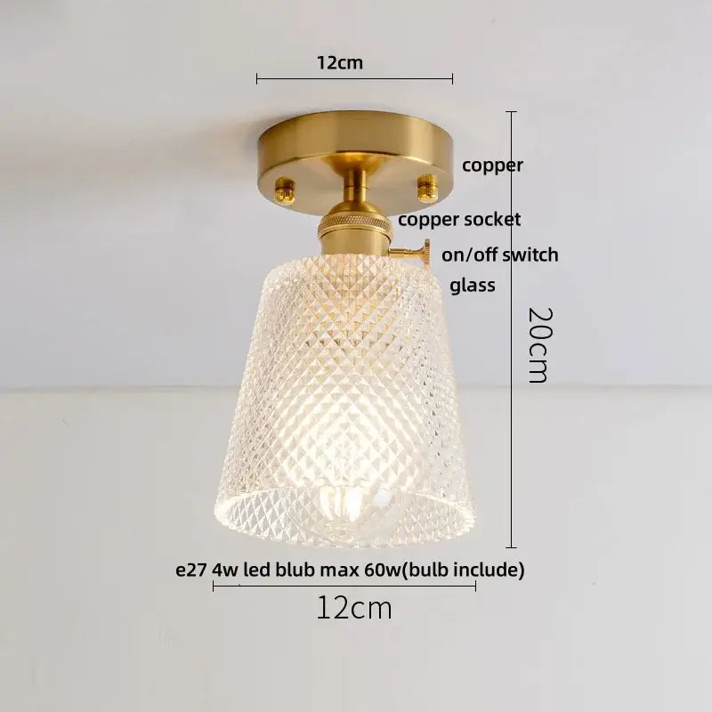 Modern nordic clear glass and gold ceiling light fixture bedroom lamp