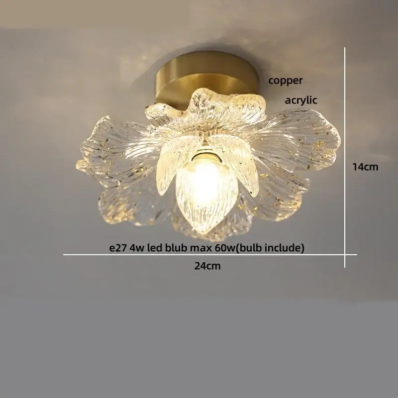 Modern nordic clear glass and gold ceiling light fixture bedroom lamp