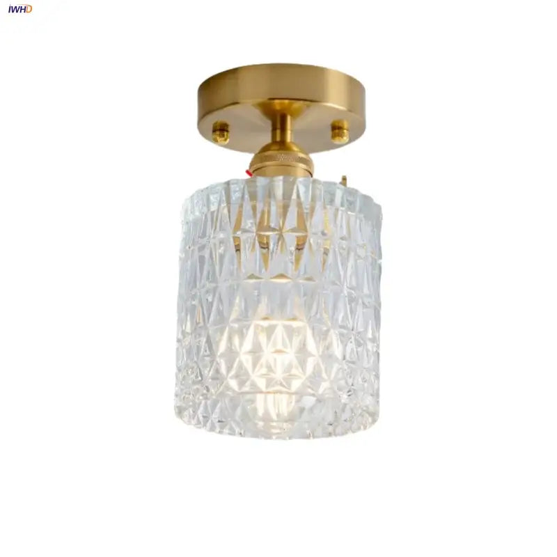 Modern nordic clear glass and gold ceiling light fixture bedroom lamp