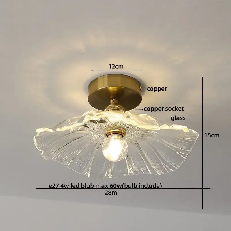 Modern nordic clear glass and gold ceiling light fixture bedroom lamp