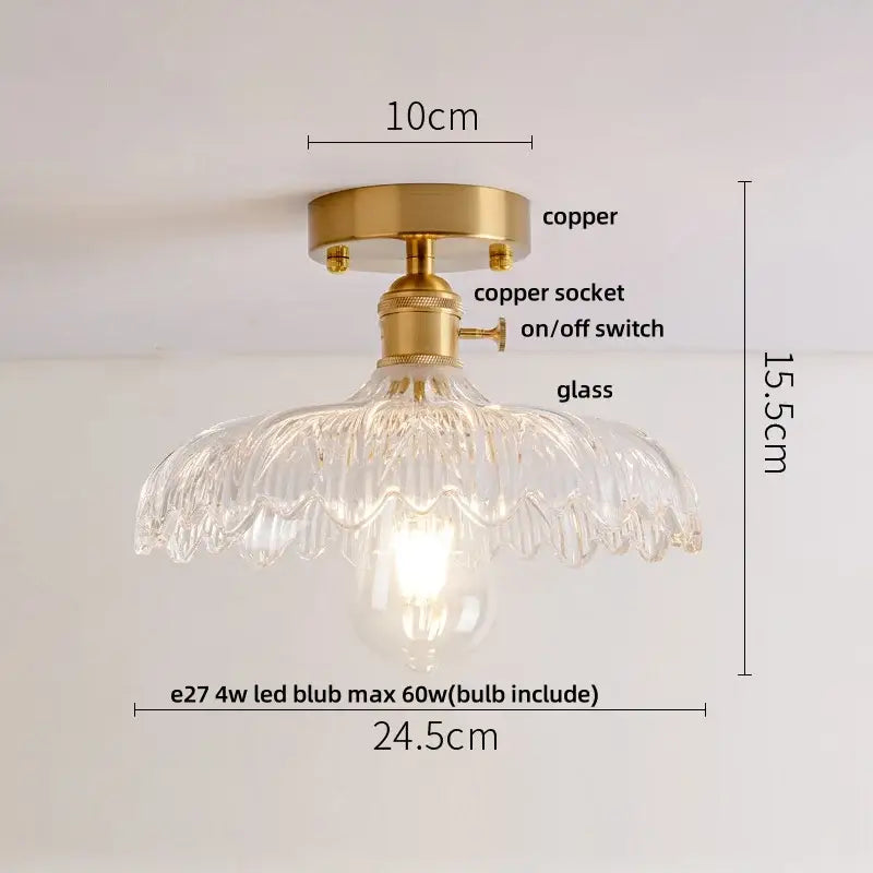 Modern nordic clear glass and gold ceiling light fixture bedroom lamp