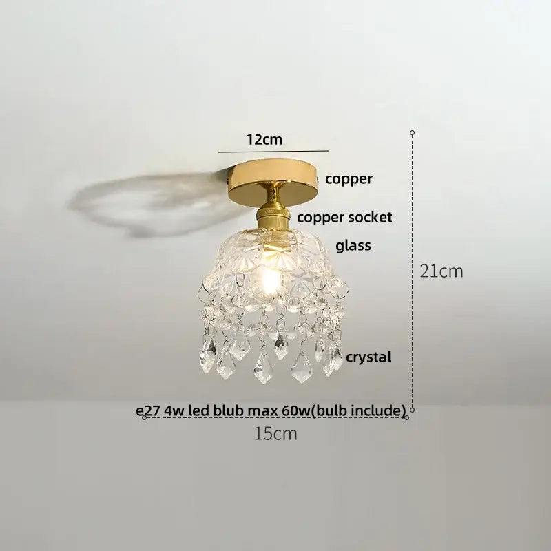 Modern nordic clear glass and gold ceiling light fixture bedroom lamp