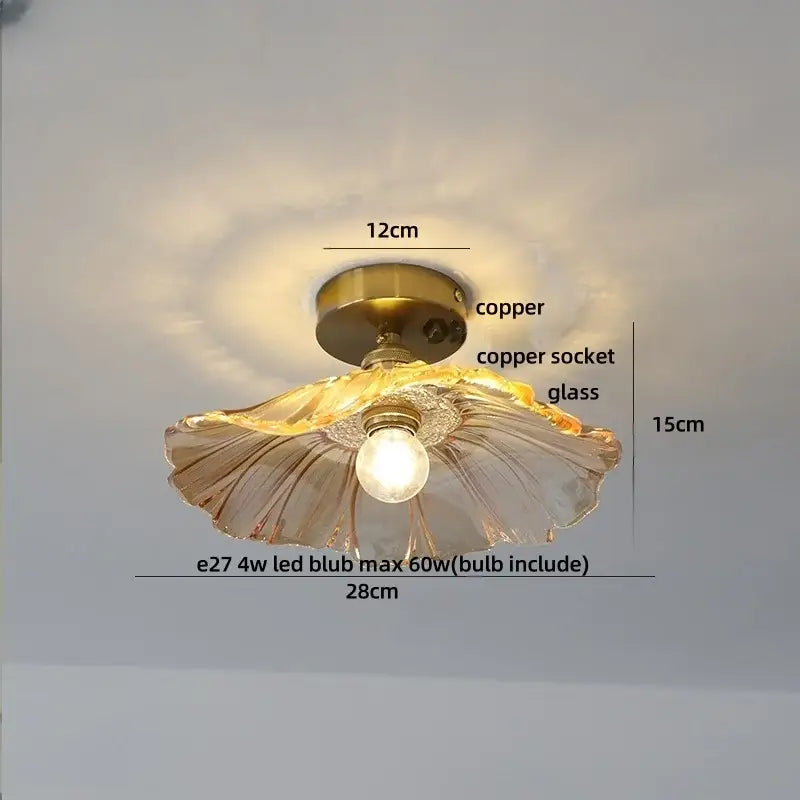 Modern nordic clear glass and gold ceiling light fixture bedroom lamp