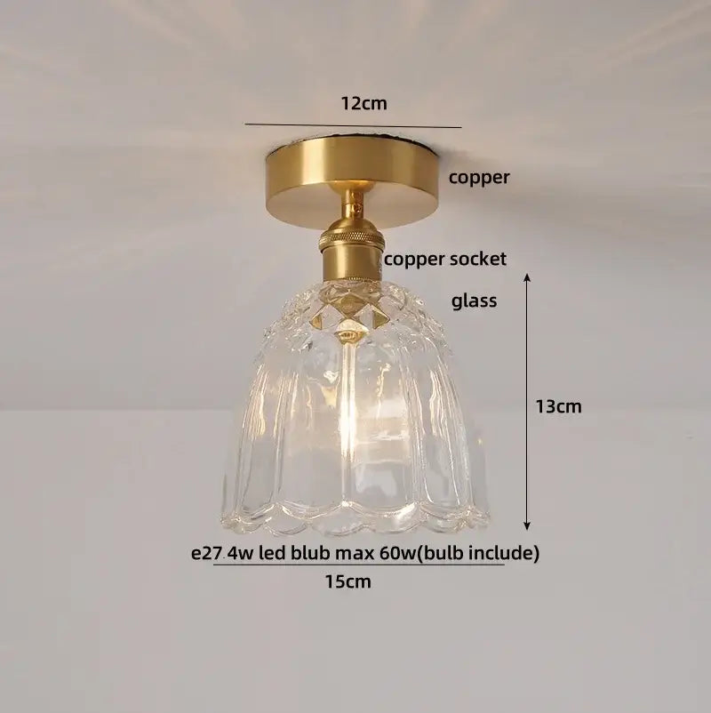 Modern nordic clear glass and gold ceiling light fixture bedroom lamp