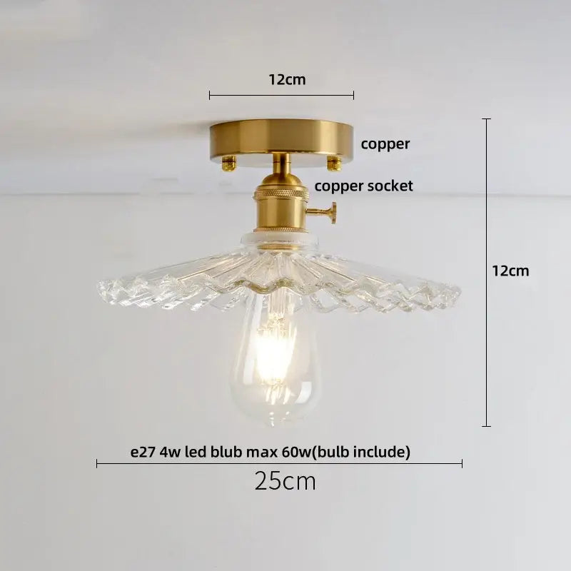Modern nordic clear glass and gold ceiling light fixture bedroom lamp