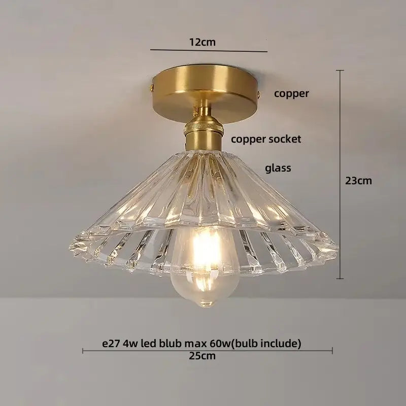 Modern nordic clear glass and gold ceiling light fixture bedroom lamp